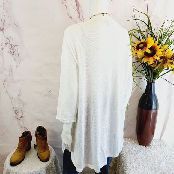 J. Jill linen cotton blend white pearl button cardigan sweater - Picture 2 of 7